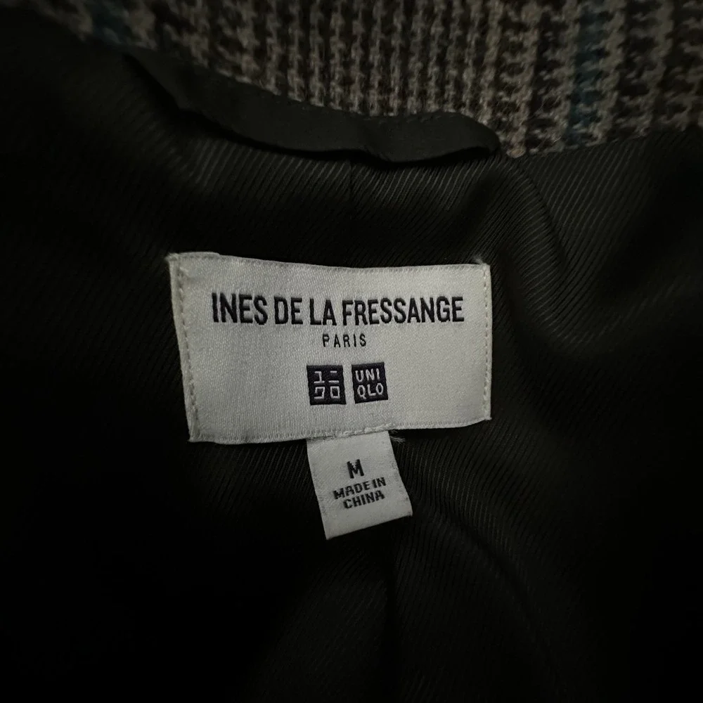 UNIQLO Ines de la Fressange IDLF Double Breasted Plaid Tweed Coat M Wool New - Picture 11 of 14